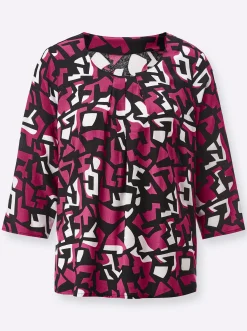 Blusen| Druckbluse fuchsia-schwarz-bedruckt