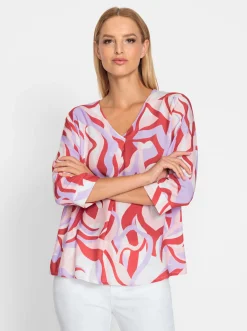 Strandmode|heine Druckbluse grapefruit-flieder-bedruckt