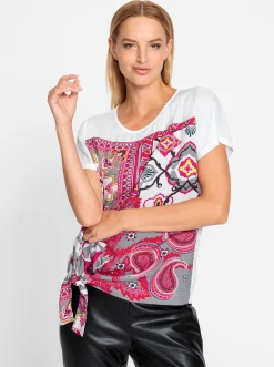 Strandmode|Blusen|heine Druckbluse ecru-rosé-bedruckt
