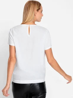 Strandmode|Blusen|heine Druckbluse ecru-rosé-bedruckt