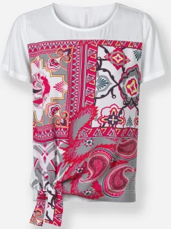 Strandmode|Blusen|heine Druckbluse ecru-rosé-bedruckt