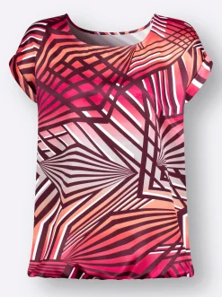 Blusen| Druckbluse pink-weiß-bedruckt