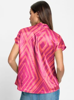Blusen|heine Druckbluse fuchsia-hummer-bedruckt