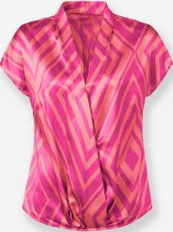 Blusen|heine Druckbluse fuchsia-hummer-bedruckt