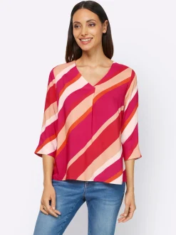 Strandmode|heine Druckbluse pink-apricot-bedruckt