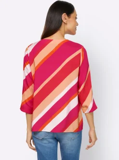 Strandmode|heine Druckbluse pink-apricot-bedruckt