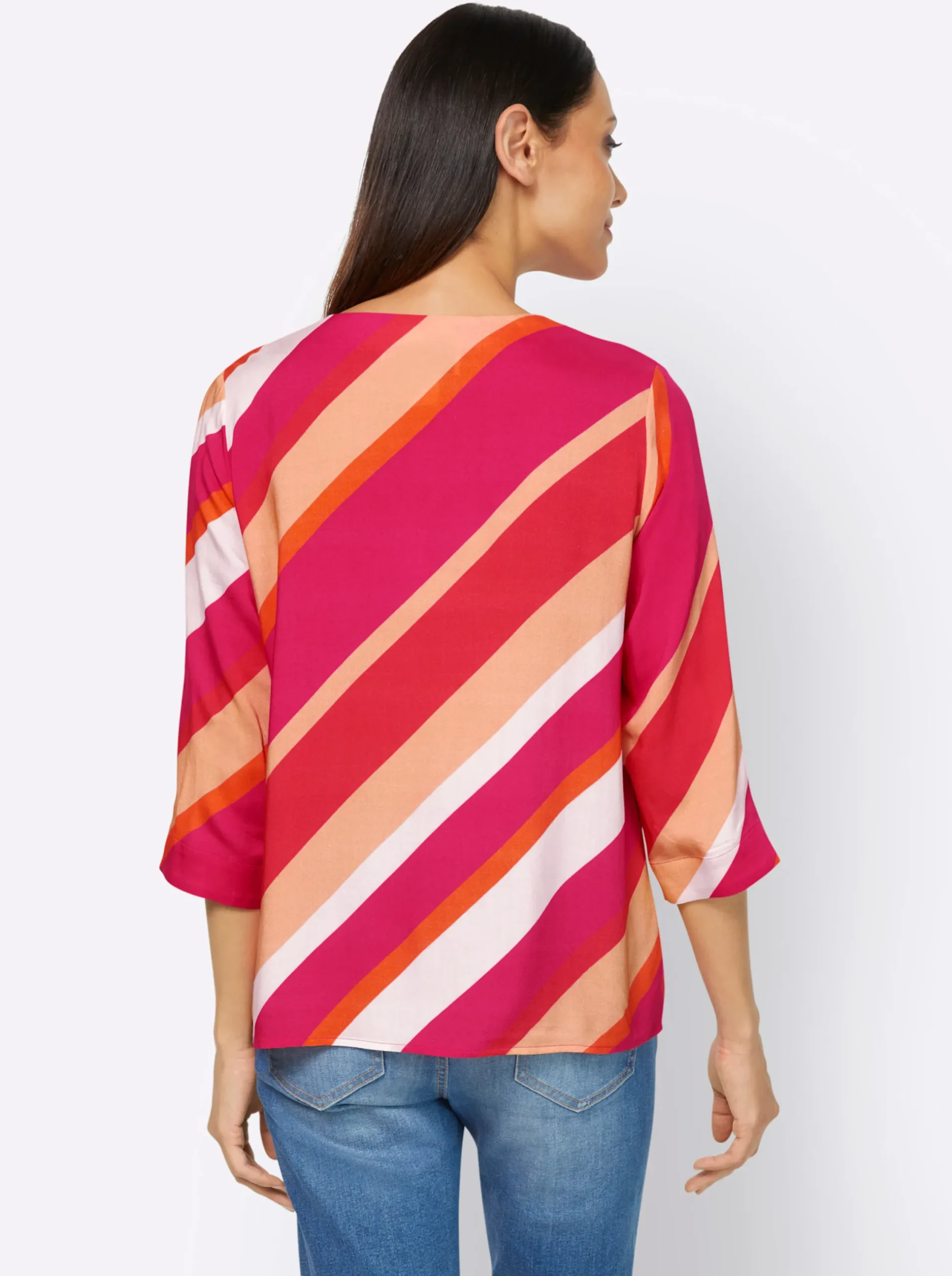 Strandmode|heine Druckbluse pink-apricot-bedruckt