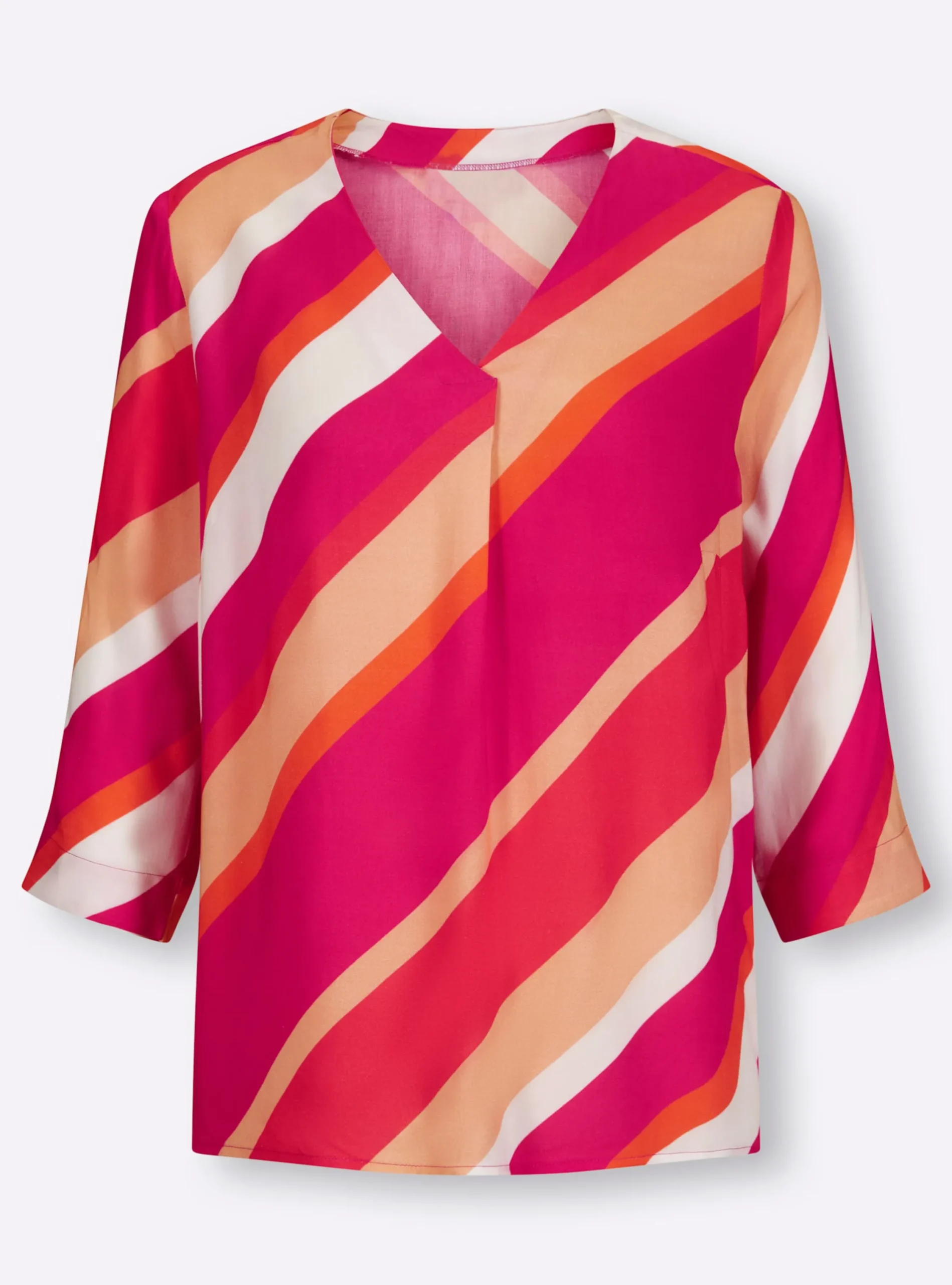 Strandmode|heine Druckbluse pink-apricot-bedruckt