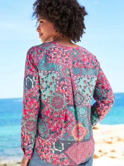 Strandmode|Blusen|heine Druckbluse erdbeere-ozean-bedruckt