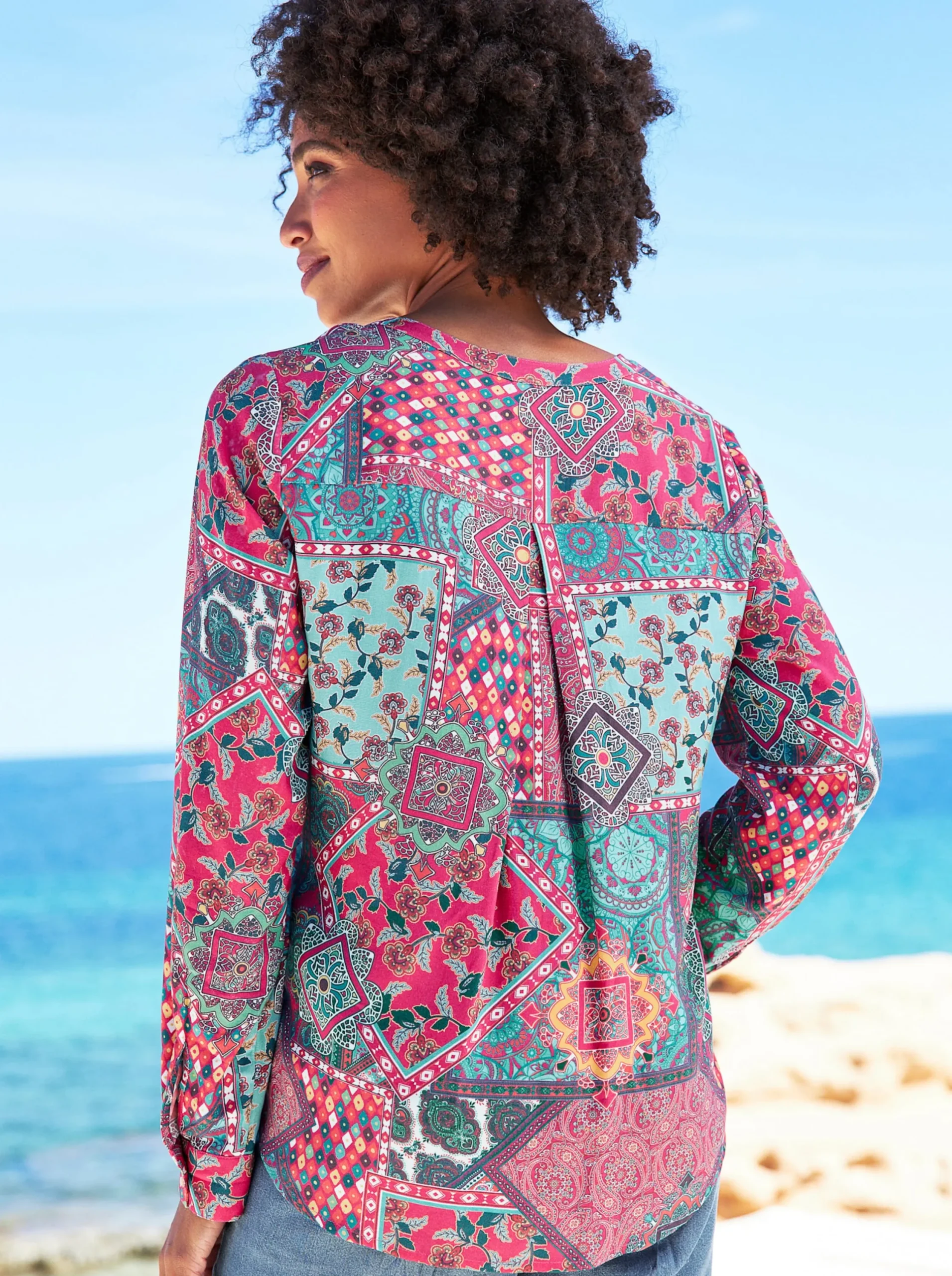 Strandmode|Blusen|heine Druckbluse erdbeere-ozean-bedruckt