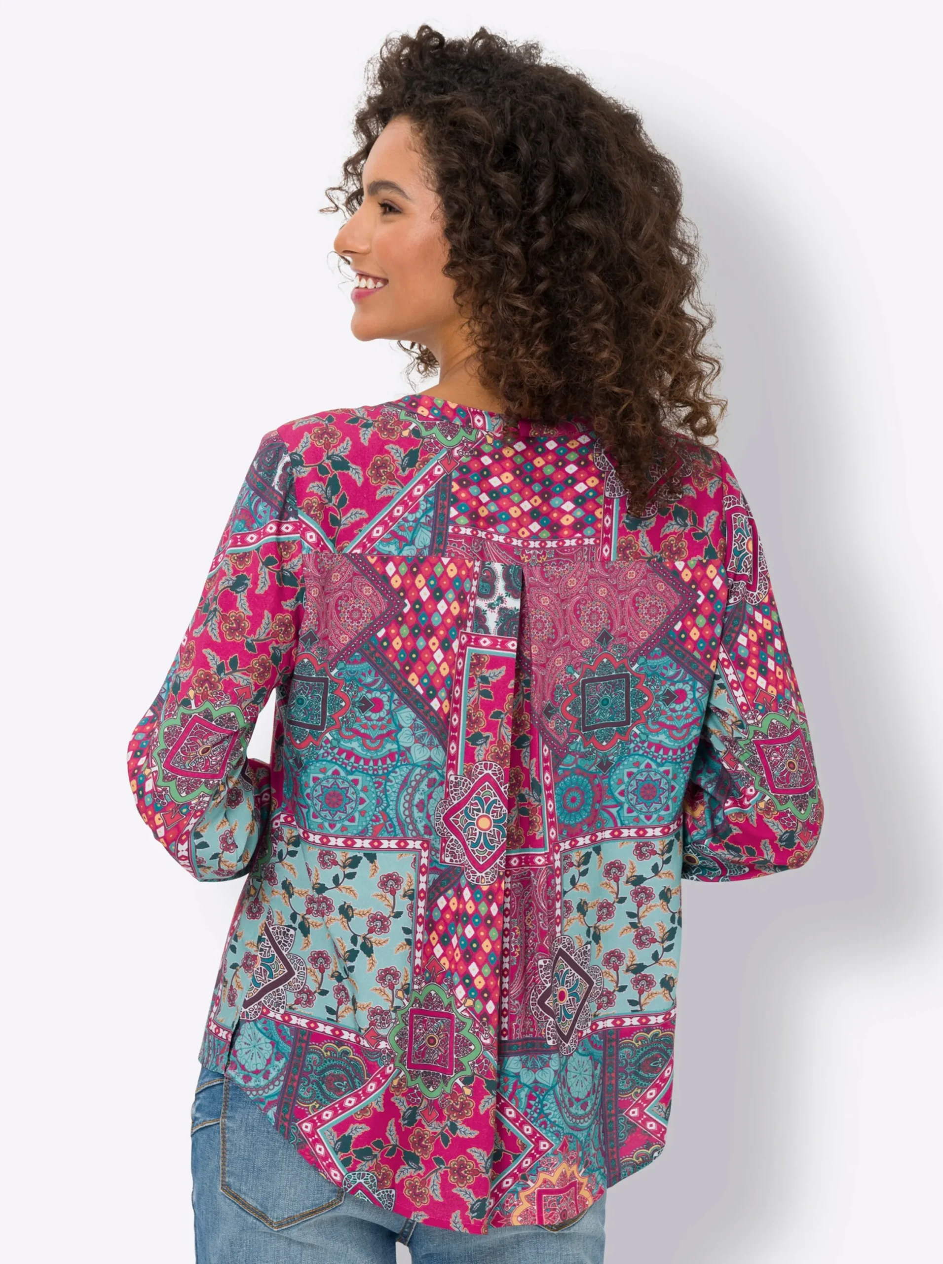 Strandmode|Blusen|heine Druckbluse erdbeere-ozean-bedruckt