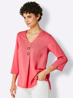 Blusen|CREATION L PREMIUM Druckbluse , am Saum hinten modisch länger grapefruit