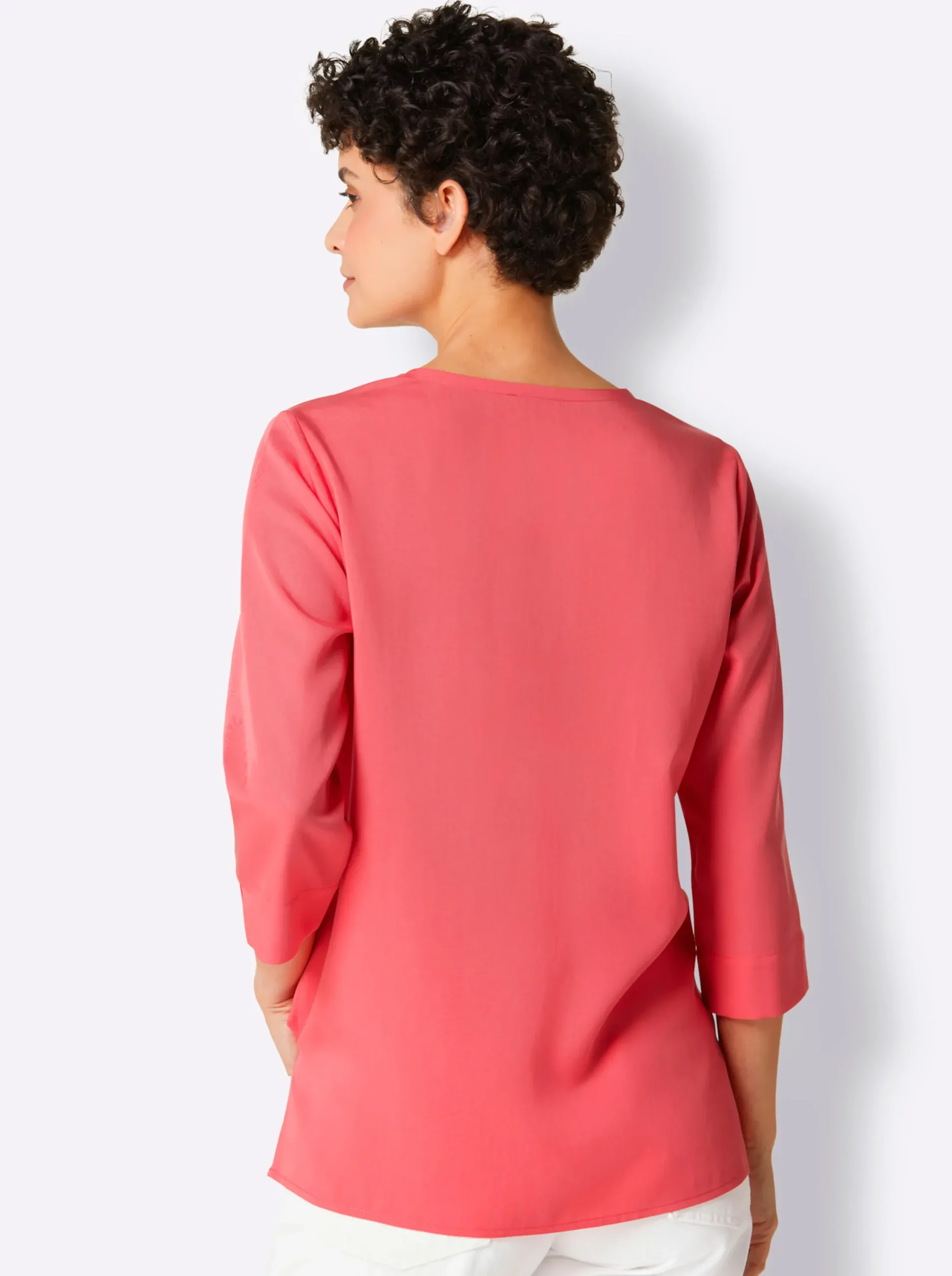 Blusen|CREATION L PREMIUM Druckbluse , am Saum hinten modisch länger grapefruit