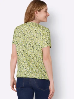 Blusen| Druckbluse aus reiner Viskose lindgrün-zitrone-bedruckt