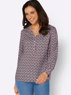 Blusen| Druckbluse aus Viskose in ECOVERO-Qualität mauve-dunkeltaupe-bedruckt