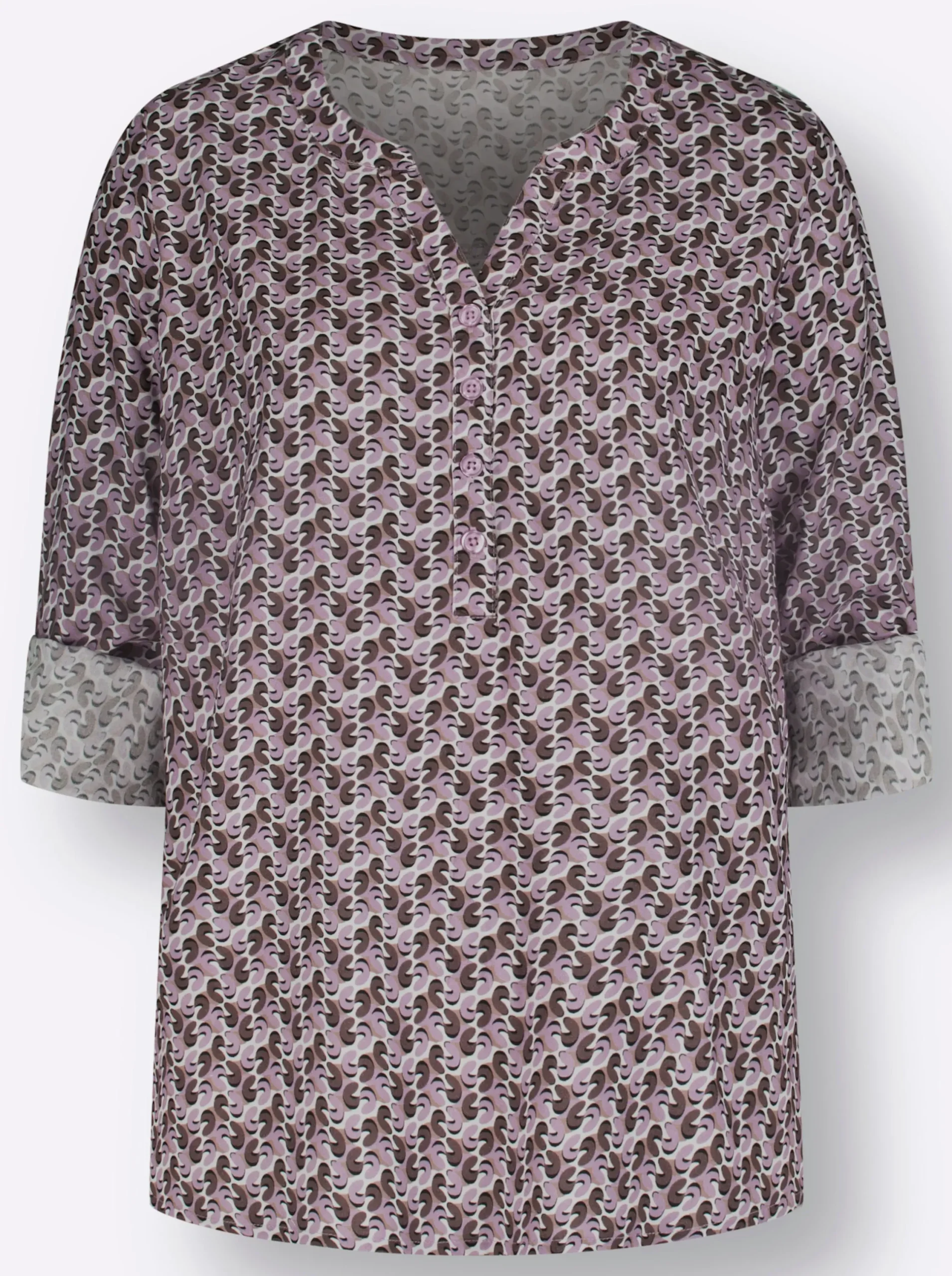 Blusen| Druckbluse aus Viskose in ECOVERO-Qualität mauve-dunkeltaupe-bedruckt