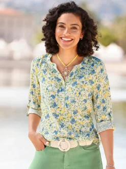 Blusen| Druckbluse im Blümchen-Muster ecru-eucalyptus-bedruckt
