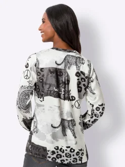 Blusen|heine Druckbluse mit Muster-Mix champagner-schwarz-bedruckt