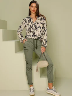 Blusen|heine Druckbluse mit Nieten khaki-champagner-bedruckt