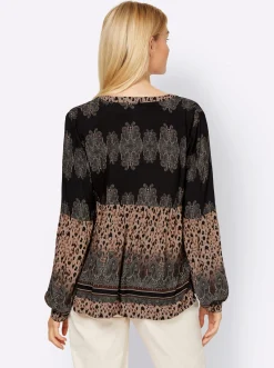 Blusen|heine Druckbluse mit Paisley-Details schwarz-camel-bedruckt