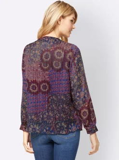 Blusen|heine Druckbluse mit Quaste am Ausschnitt kirsche-bedruckt