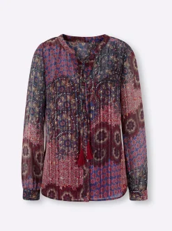 Blusen|heine Druckbluse mit Quaste am Ausschnitt kirsche-bedruckt