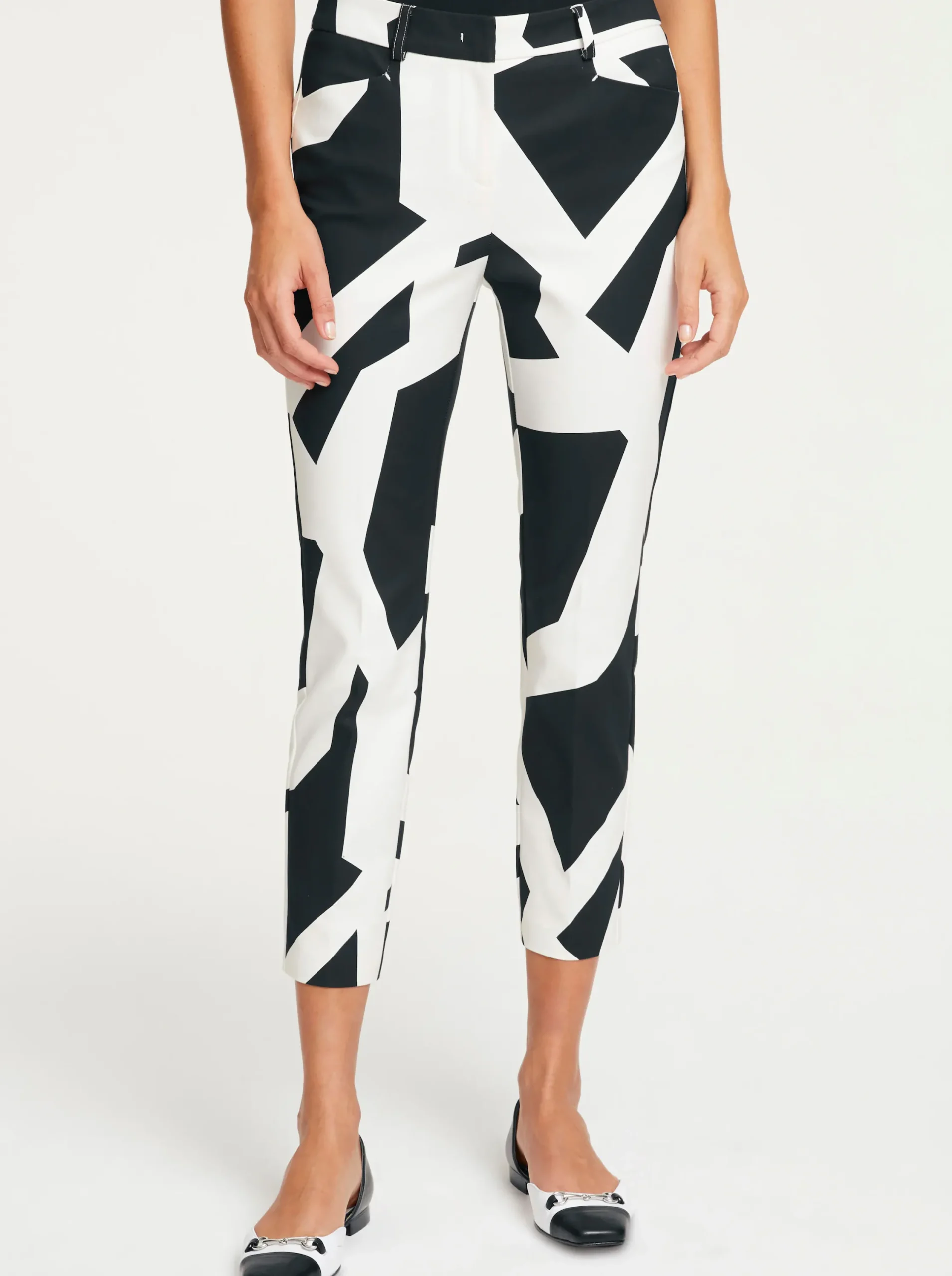 Hosen|heine Druck-Hose schwarz-ecru