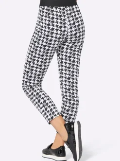 Hosen| Druckhose schwarz-ecru-bedruckt