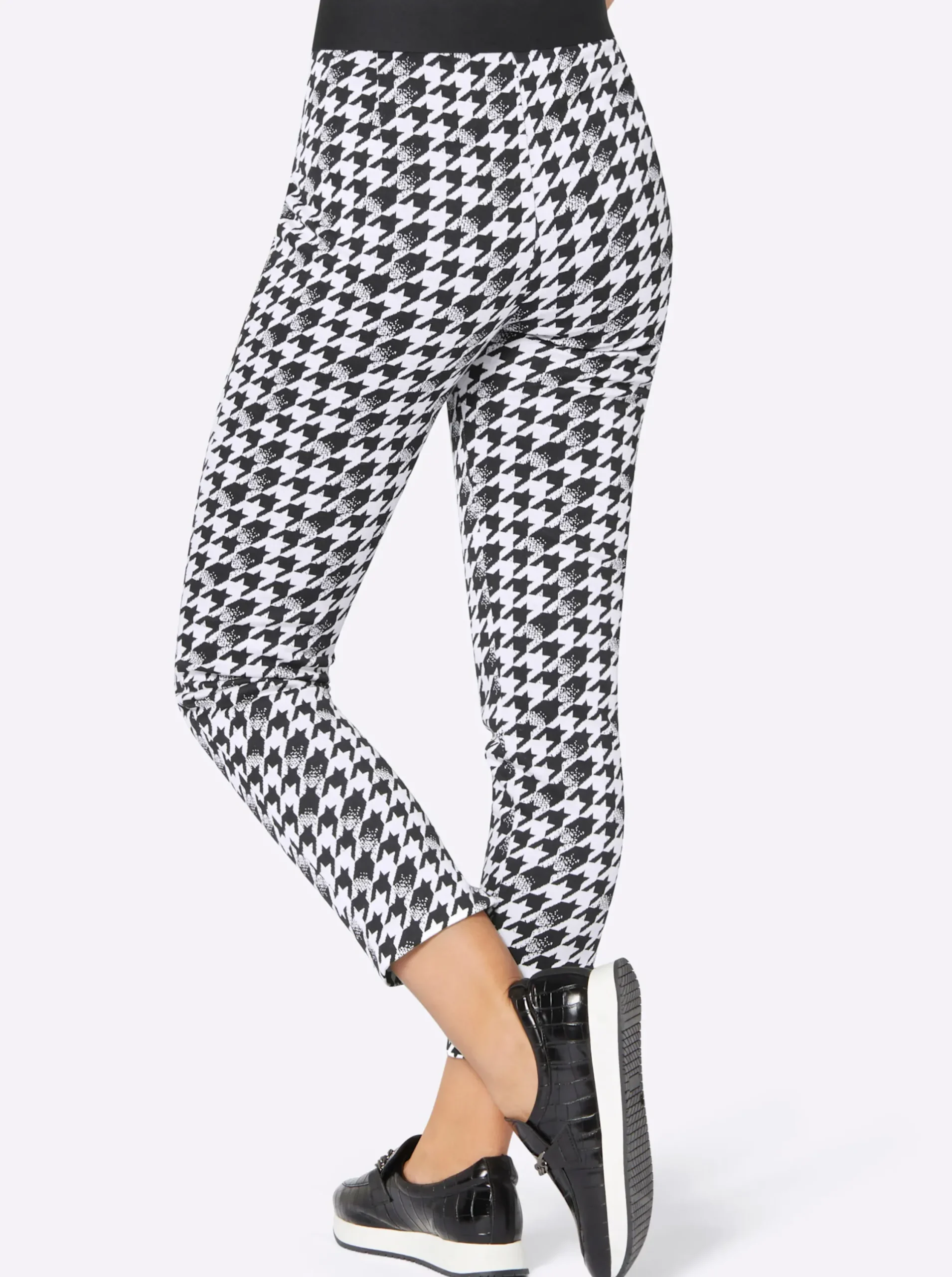 Hosen| Druckhose schwarz-ecru-bedruckt