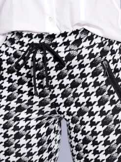Hosen| Druckhose schwarz-ecru-bedruckt