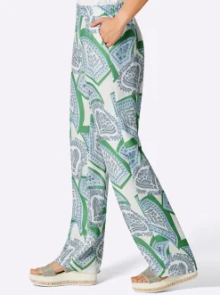 Hosen|CREATION L PREMIUM Druckhose mit Digitalprint weiß-hellblau-bedruckt