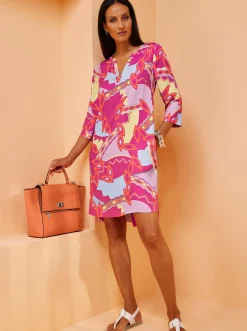 Kleider|heine Druckkleid orange-fuchsia-bedruckt