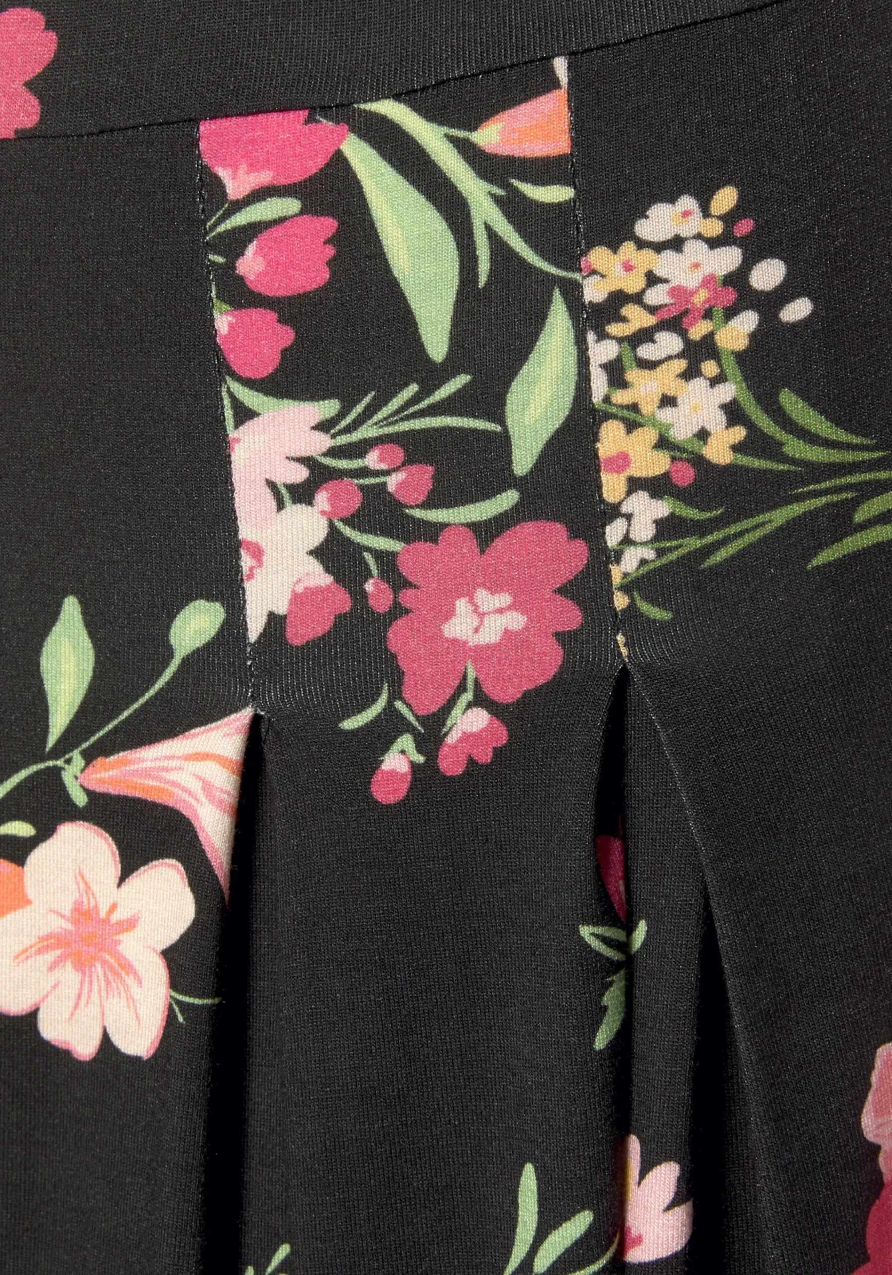 Strandkleider|Vivance Druckkleid schwarz-pink-bedruckt