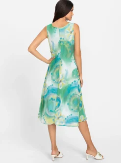Kleider|heine Druckkleid grasgrün-aqua-bedruckt