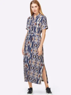 Kleider|heine Druck-Kleid royalblau-cognac-bedruckt