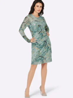 Abendkleider| Druckkleid kalkmint-bedruckt