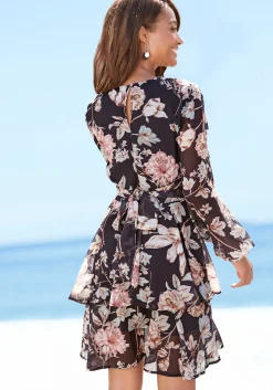 Kleider|LASCANA Druckkleid schwarzbedruckt