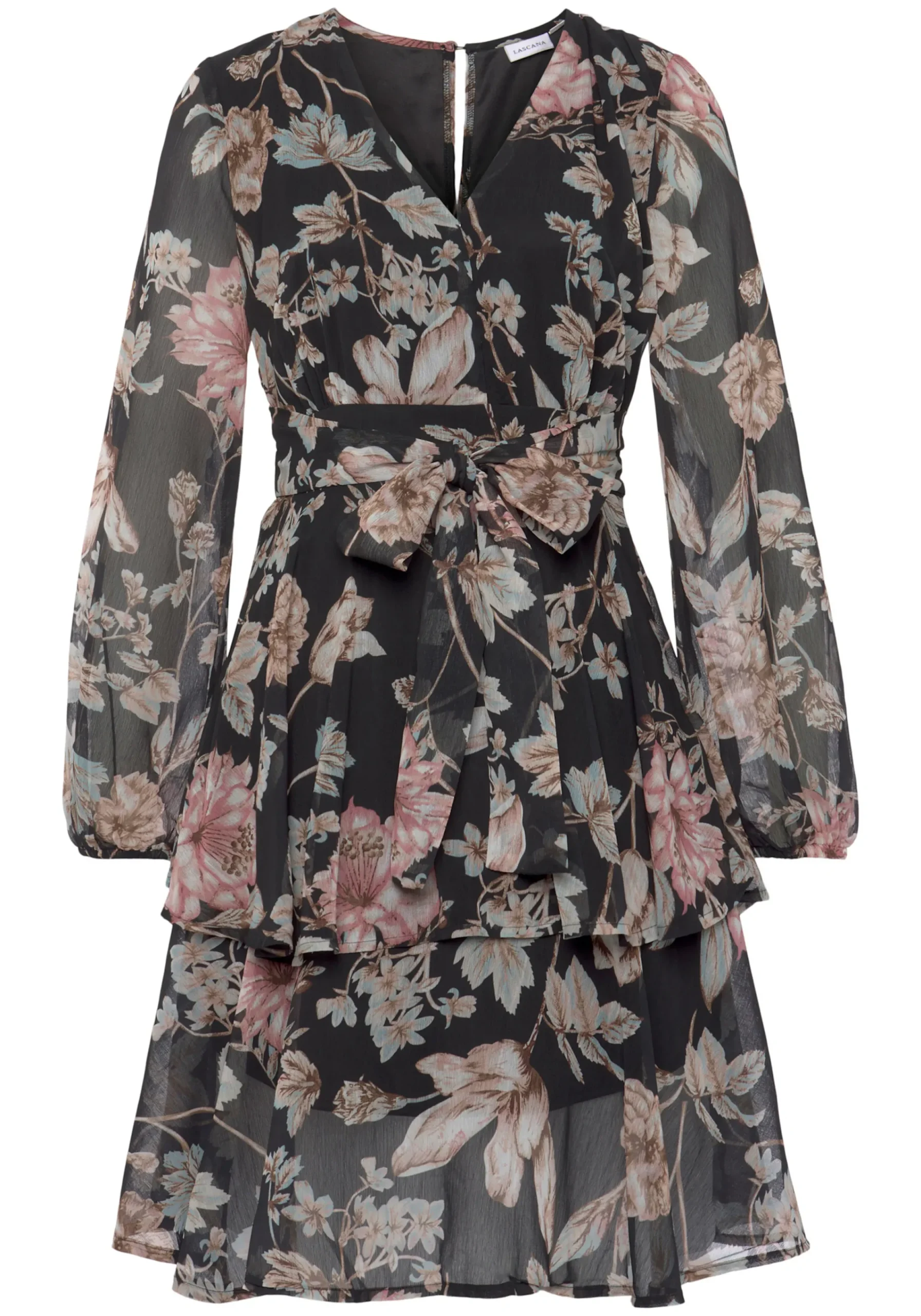 Kleider|LASCANA Druckkleid schwarzbedruckt