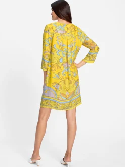 Kleider|heine Druckkleid aus Viskose-Satin sonnengelb-limone-bedruckt