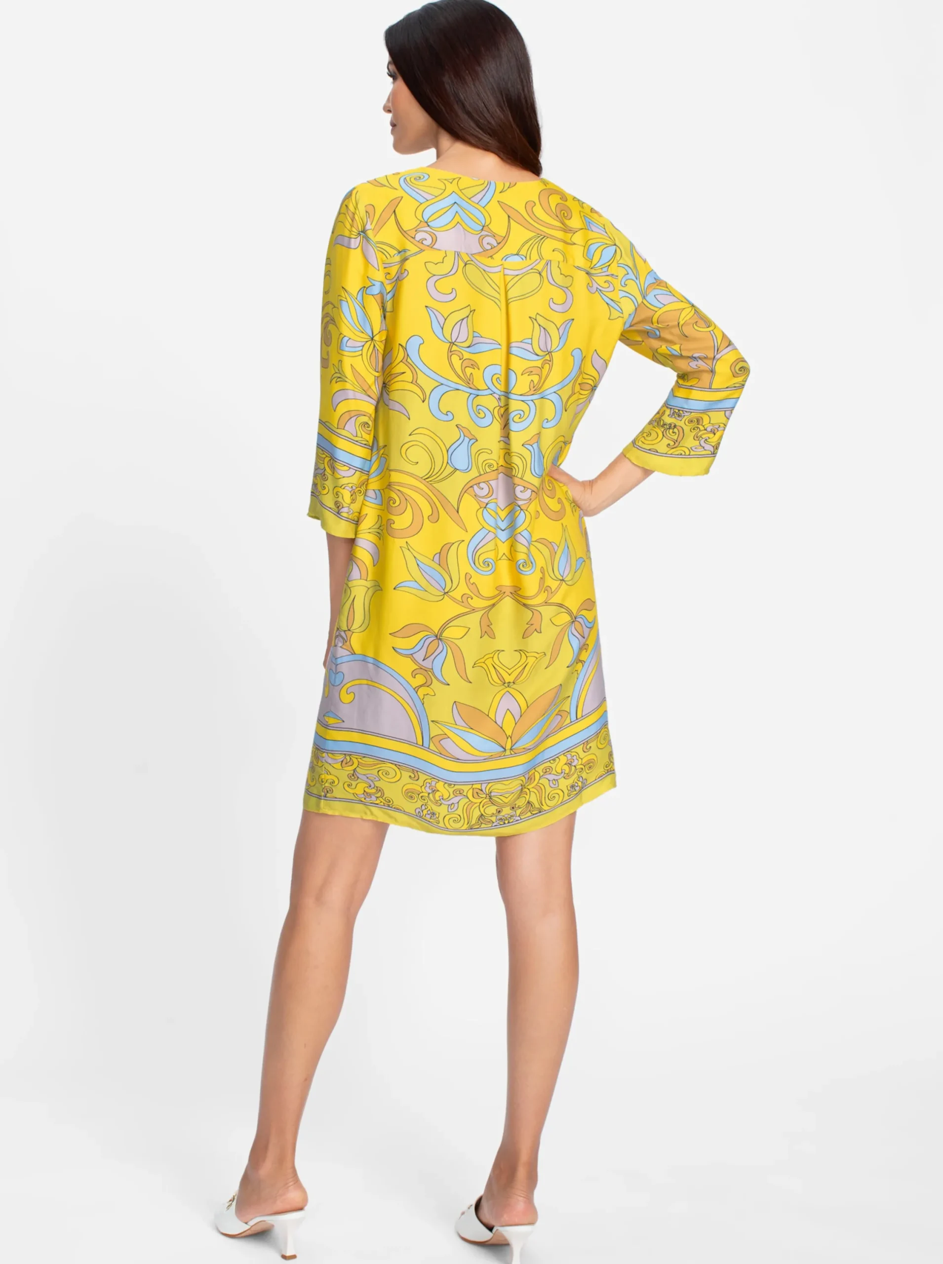 Kleider|heine Druckkleid aus Viskose-Satin sonnengelb-limone-bedruckt