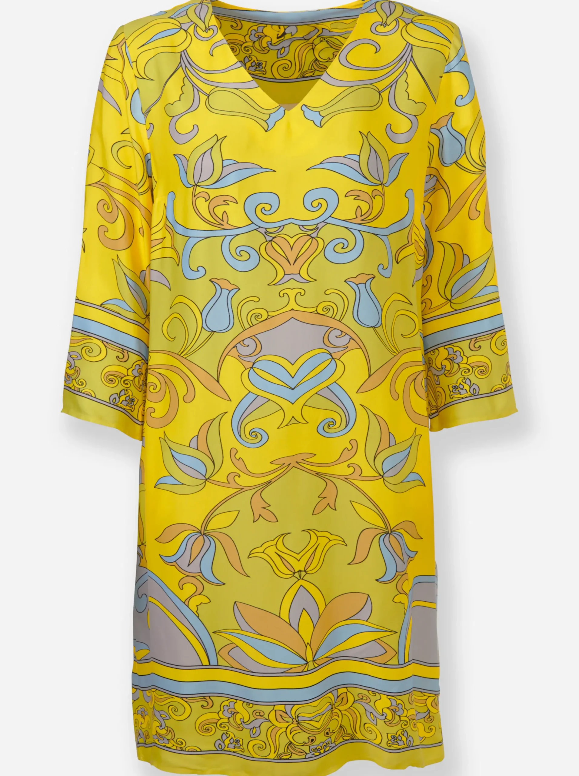 Kleider|heine Druckkleid aus Viskose-Satin sonnengelb-limone-bedruckt