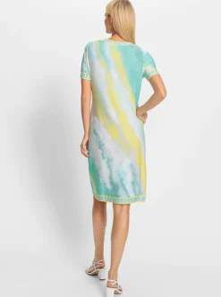 Kleider|heine Druckkleid in Batik-Optik blaugrün-limone-bedruckt