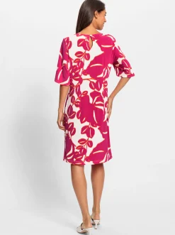 Kleider|heine Druckkleid in Koffer-Qualität champagner-pink-bedruckt