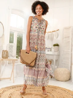 Kleider|heine Druckkleid in Stufenform papaya-khaki-bedruckt