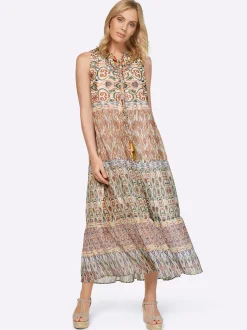 Kleider|heine Druckkleid in Stufenform papaya-khaki-bedruckt