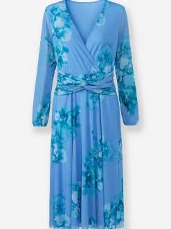 Abendkleider|heine Druckkleid in Wickel-Optik himmelblau-blaugrün-bedruckt
