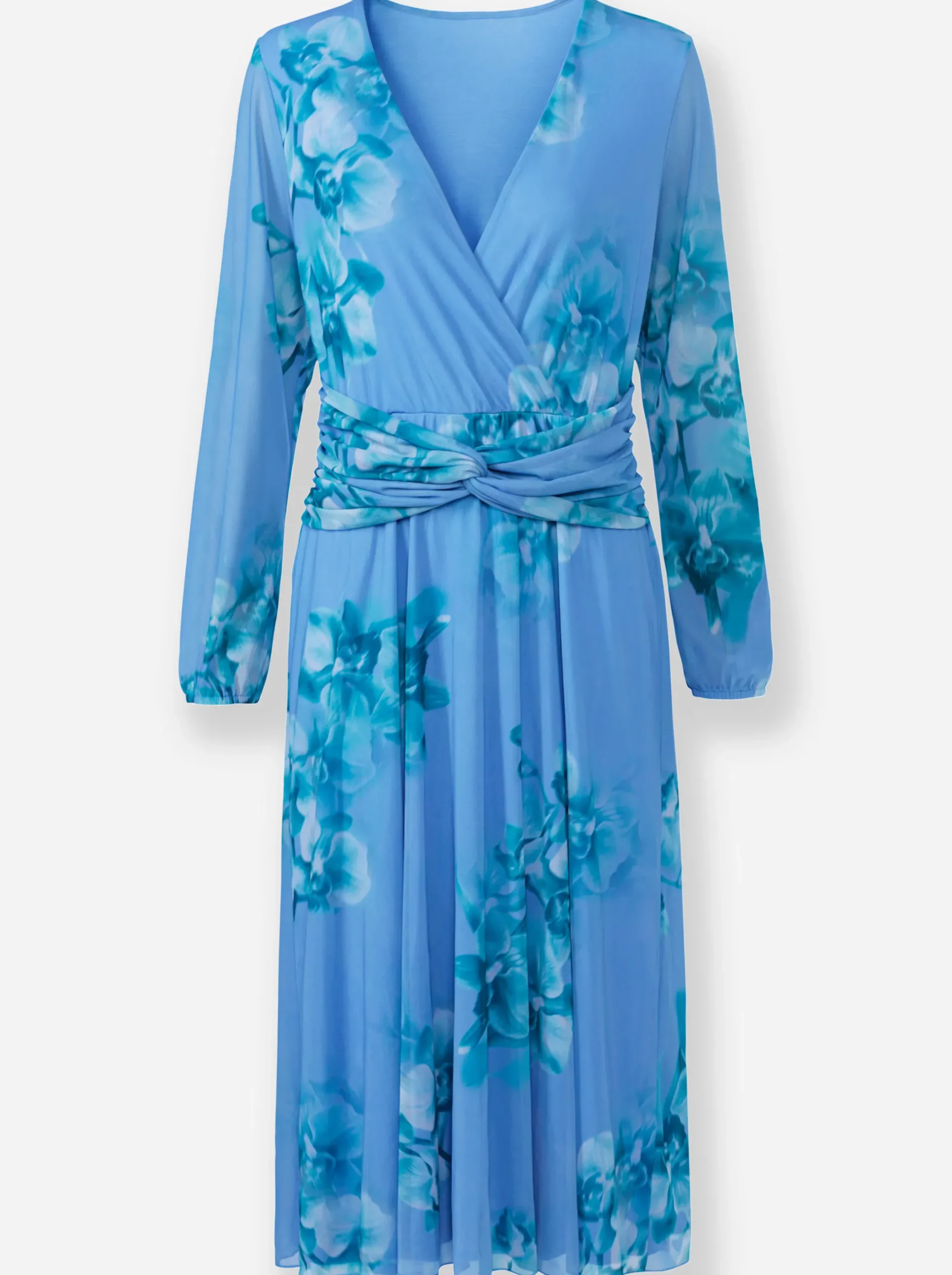 Abendkleider|heine Druckkleid in Wickel-Optik himmelblau-blaugrün-bedruckt