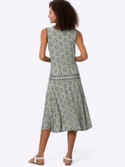 Kleider|heine Druckkleid in Wickel-Optik champagner-marine-bedruckt