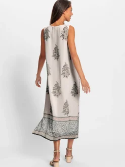 Kleider|heine Druckkleid mit blickdichtem Futter ecru-sand-gemustert