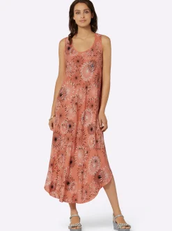 Strandkleider|Kleider| Druckkleid mit Blüten-Muster, figurumspielend papaya-graphit-bedruckt
